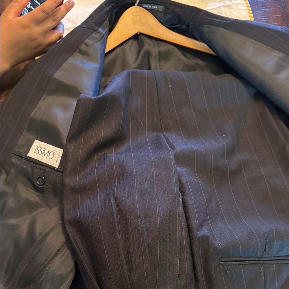 ISSI Men's Gray Pinstripe Blazer